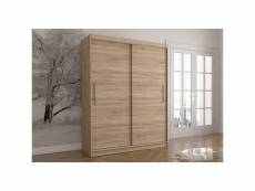 Viell - grande armoire à portes coulissantes - 5 étagères + tringle - 150x61x200 cm - beige