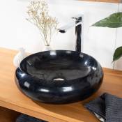 Wanda Collection - Vasque salle de bain à poser en marbre Venise noir 40cm - Noir