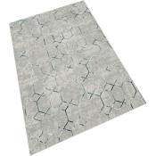 Wellhome - Tapis salon en polyester Hexagon Grise - 100x200cm - Grise