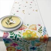 Zen Et Ethnique - Chemin de table en coton printemps vibrant 40 x 150 cm