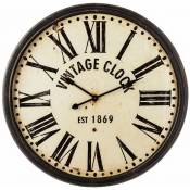 Atmosphera - Horloge en métal Vintage Clock Marron