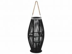 Bougeoir suspendu ou sur pied porte-bougie bambou noir décoration extérieur hauteur 60cm dec020007