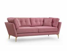 Canapé 3 places avec 2 coussins campsis tissu rose