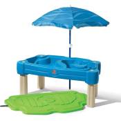 Cascading Cove Table de jeu Sable et Eau Enfant avec Parasol Table de Jeu à Eau pour le jardin - Marron - Step2