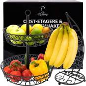 Chefarone - jamais utilise] Etagère à fruits avec support à bananes - Corbeille à fruits - Support à bananes - Coupe à fruits - Panier à légumes - 2