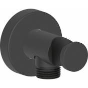 Duravit - Coude de raccordement pour flexible avec support douchette Noir mat - rosace ronde - UV0630009046