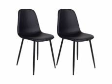 Dyvik - lot de 2 chaises simili noir et piétement acier noir