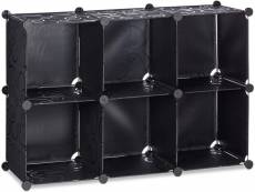 Étagère rangement 6 casiers plastique modulable diy assemblage plug in bibliothèque noir helloshop26 13_0001188_2