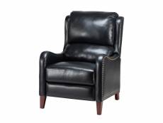 Fauteuil de repos en cuir véritable fauteuil de repos rembourré fauteuil de repos moderne avec dossier et repose-pieds réglables pour le salon, noir