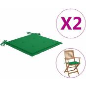Fimei - Coussins de chaise de jardin 2 pcs Vert 40x40x3 cm Tissu