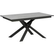 Itamoby - Table extensible 90x160/220 cm Ganty Ciment - Chant Anthracite Structure Anthracite