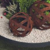 Jardinex - Boule déco jardin métal ajourée - Rouille