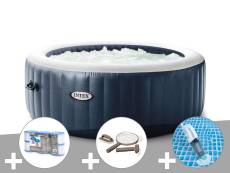 Kit spa gonflable Intex PureSpa Blue Navy rond Bulles 4 places + 6 filtres + Kit d'entretien + Aspirateur