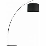 Lampe arquée Noir Métal Tissu 245 cm de haut xxl E27 - Noir