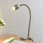LED Lampe à pince 'Djamila' en aluminium pour salon & salle à manger - nickel satiné