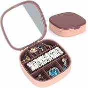 Linghhang - Boîte à bijoux de voyage - violet, petite boîte à bijoux avec miroir, boîte à bijoux en plastique, mini boucles d'oreilles, bagues,