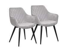 Lot de 2 chaise de salle à manger gris-chaise de salon/cuisine-velours+métal-45x41 cm