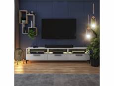 Meuble tv - rikke - 160 cm - blanc mat / blanc brillant