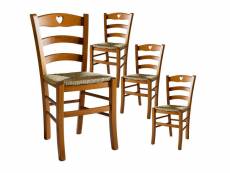 Naples - lot de 4 chaises teinté chêne et assises
