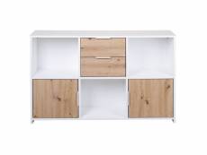 Ophely - meuble multi-rangement blanc et effet bois