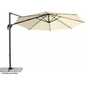 Parasol déporté 300 cm avec support croisé, parasol à manivelle rotatif à 360°, parasol de terrasse solaire uv 50+ pour jardin, cour, plage,