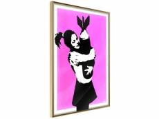Paris prix - affiche murale encadrée "banksy bomb hugger" 20 x 30 cm or