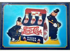 "plaque pepsi cola policemen rectangulaire tole deco bar usa"
