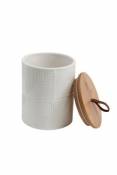 Pot en céramique blanc avec couvercle en bambou Noam 0 95 L