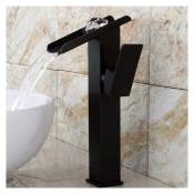 Rétro Robinet Mitigeur lavabo cascade vasque salle de bain une petite fontaine mat noir en cuivre - Xichao