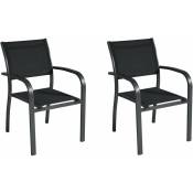 Set 2 chaises empilables en aluminium Gris anthracite et textilène Noir Aluminium