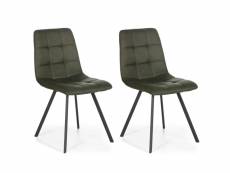 Set de 2 chaises salle à manger mila tapissées vert, 58 cm x 45 cm x 90 cm I9101
