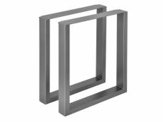 Set de 2 pieds de table meuble rectangulaire métal acier 72 cm gris helloshop26 03_0003663