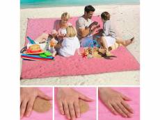 Shop-story - sand free mat pink : serviette de plage drap anti-sable avec crochet - 150 x 200 cm