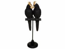 Statuette déco couple oiseaux "suite" 35cm noir