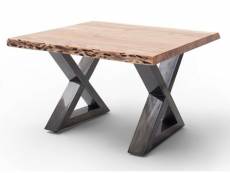 Table basse en bois d'acacia massif naturel / acier antique - l.75 x h.45 x p.75 cm -pegane- PEGANE