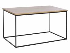 Table basse en bois mdf naturel et métal noir - longueur