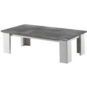 Table basse rectangulaire gris béton et blanc brillant Sting 120cm