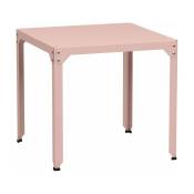 Table carrée en acier mat baby pink 79 cm Hegoa -