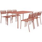 Table de jardin en métal terracotta Amélia + 6 chaises