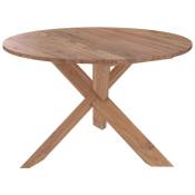 Table ronde Laure 4 personnes en bois de teck recyclé D120 cm - Marron Clair