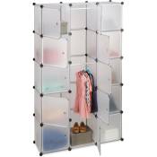 Tagère cubes rangement penderie armoire 11 casiers 2 tringles plastique modulable diy, transparent - Relaxdays