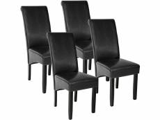 Tectake lot de 4 chaises aspect cuir - noir 403494