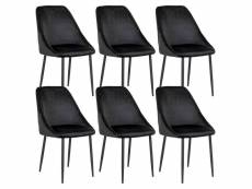 Tinto - lot de 6 chaises velours noir et pieds acier