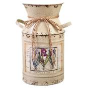 Tlily - Shabby Table Arrangement Cadeau Artisanat DéCoration de Vintage Pots Seau de Fer de Mariage Fleur Vase Style Rural-Beige