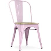 Tolix Style - Chaise de salle à manger - Design industriel - Bois et acier - Stylix Rose pâle - Bois, Acier - Rose pâle