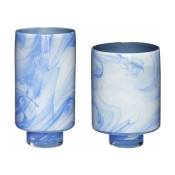 Vases en verre bleu et blanc (lot de 2) Cloud - Hübsch