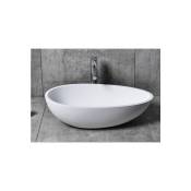 Vasque à poser TWA65 en fonte minérale (Pure Acrylic) - en blanc ou en noir - 60x35x16cm Blanc (brillant), Avec bonde Pop Up, Sans cache