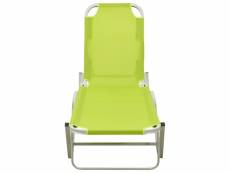 Vidaxl chaise longue aluminium et textilène vert