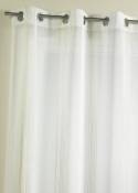 Voilage fantaisie à rayures verticales tissées - Blanc - 155 x 260