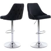 Wahson Office Chairs - Lot de 2 Tabouret de Bar en Velours Chaises Hautes de Bar Réglable avec Dossier pour Cuisine, Noir
